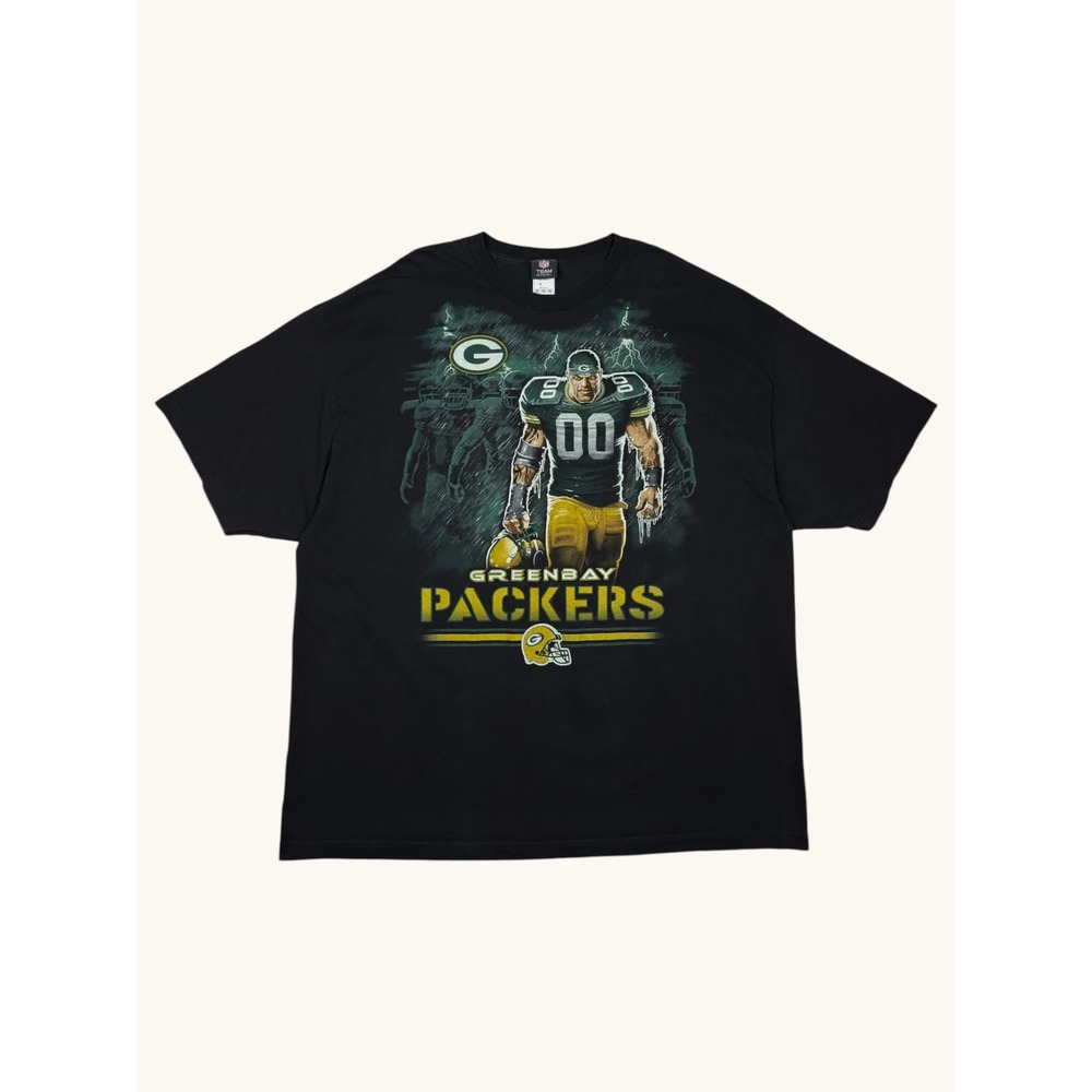 NFL Team Apparel Green Bay Packers Graphic T-Shirt Mens 4XL Black Football Tee